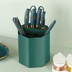 1pc Kitchen Storage Tube Rotating Rack Plastic Utensil Holder