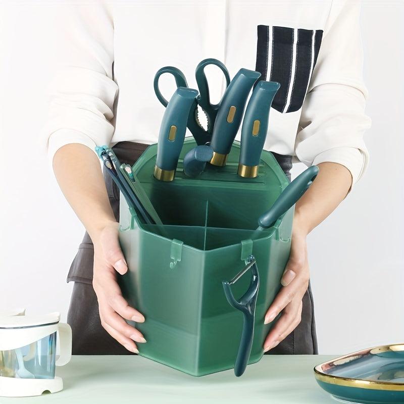1pc Kitchen Storage Tube Rotating Rack Plastic Utensil Holder