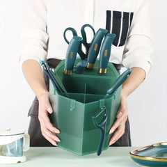 1pc Kitchen Storage Tube Rotating Rack Plastic Utensil Holder