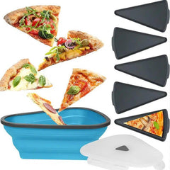 5pcs Silicone Triangular Pizza Packaging Box with Adjustable Container