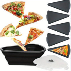 5pcs Silicone Triangular Pizza Packaging Box with Adjustable Container