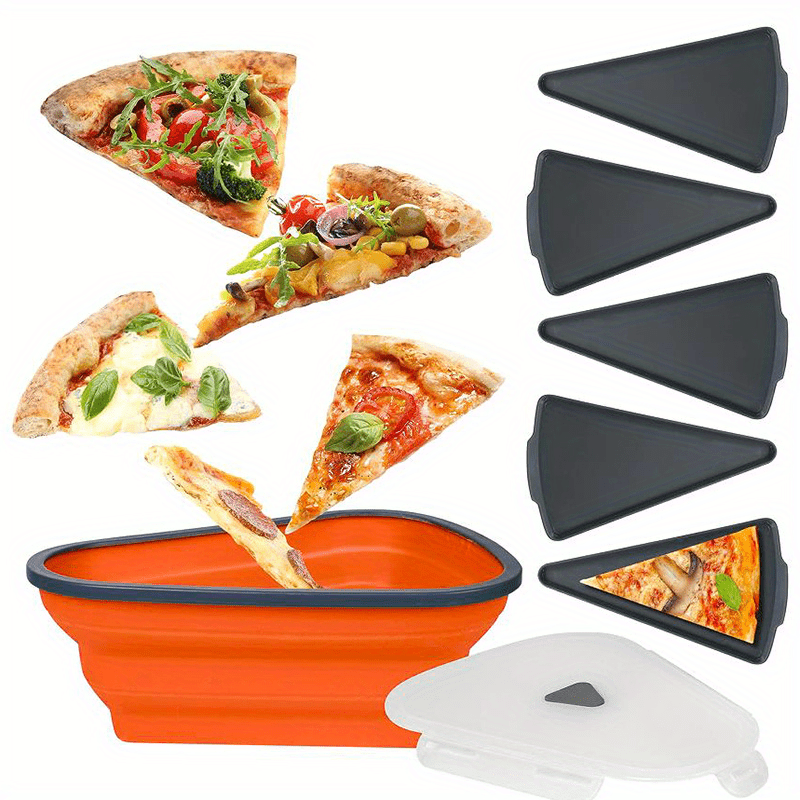 5pcs Silicone Triangular Pizza Packaging Box with Adjustable Container