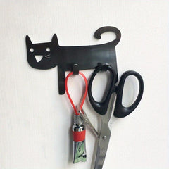 Stainless Steel Cat Wall Hook Self Adhesive Creative Design Office Hanging