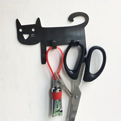 Stainless Steel Cat Wall Hook Self Adhesive Creative Design Office Hanging