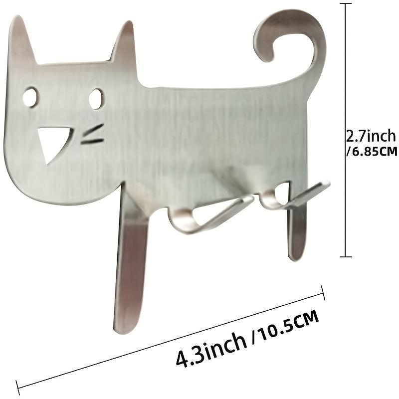 Stainless Steel Cat Wall Hook Self Adhesive Creative Design Office Hanging