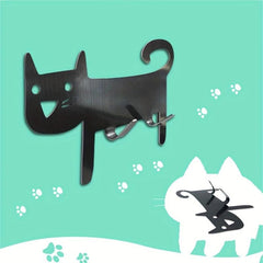 Stainless Steel Cat Wall Hook Self Adhesive Creative Design Office Hanging