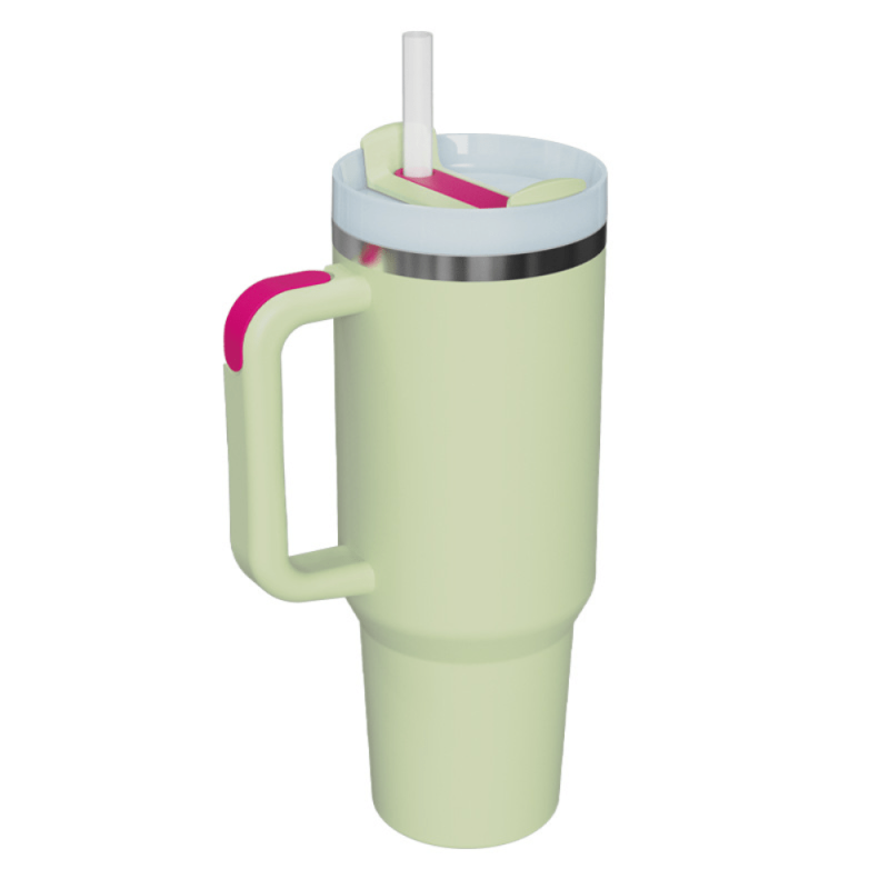 40oz Vacuum Flask With Straw And Handle Stainless Steel Tumbler