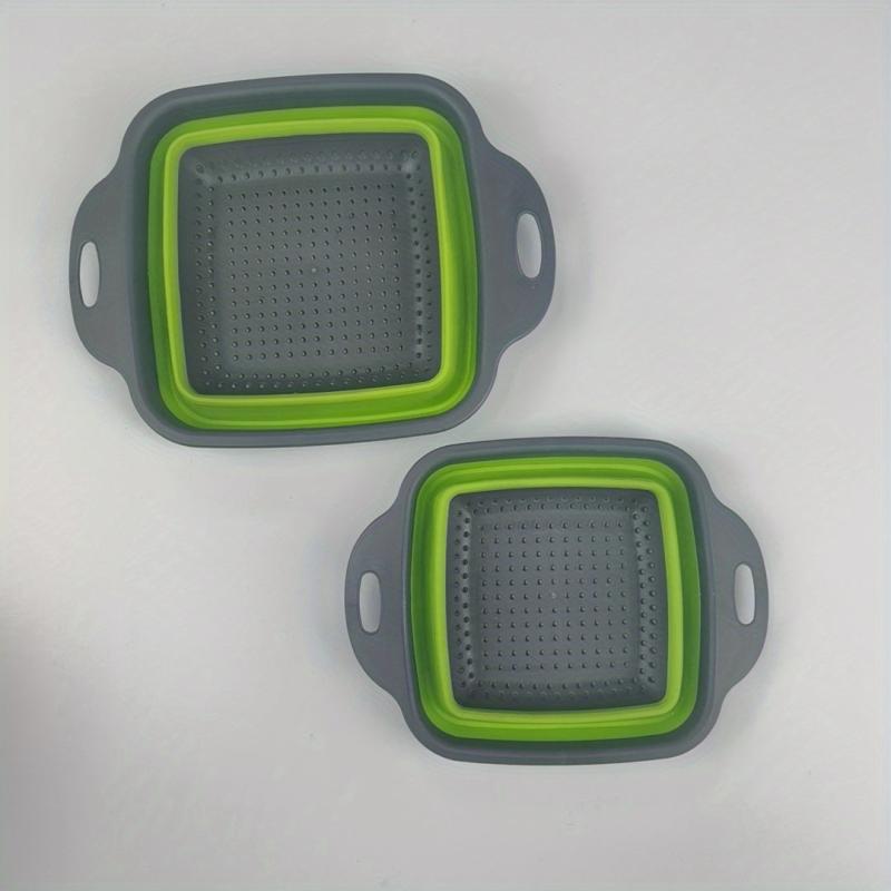 2pcs Square Foldable Drain Basket Storage Basket Vegetable Washing Fruit Basket