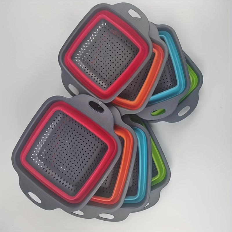 2pcs Square Foldable Drain Basket Storage Basket Vegetable Washing Fruit Basket