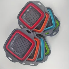 2pcs Square Foldable Drain Basket Storage Basket Vegetable Washing Fruit Basket
