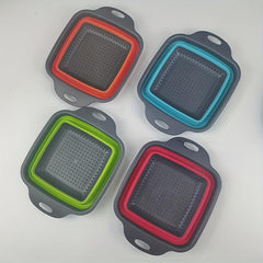 2pcs Square Foldable Drain Basket Storage Basket Vegetable Washing Fruit Basket