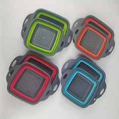 2pcs Square Foldable Drain Basket Storage Basket Vegetable Washing Fruit Basket