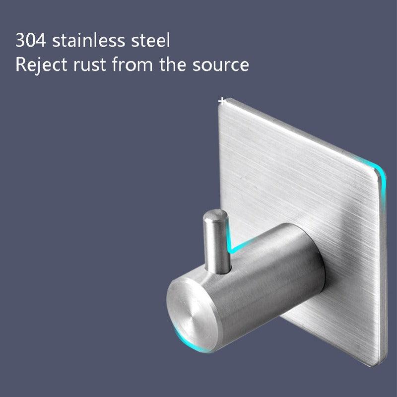 2pcs Stainless Steel Self Adhesive Hooks Organizer