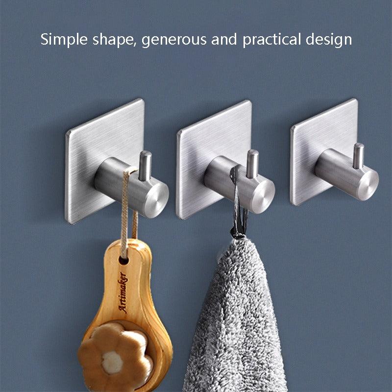 2pcs Stainless Steel Self Adhesive Hooks Organizer