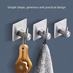 2pcs Stainless Steel Self Adhesive Hooks Organizer
