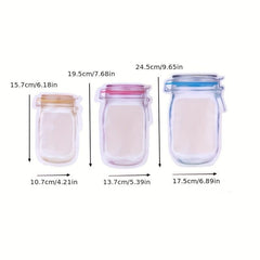 15pcs Mason Jar Zipper Bags Reusable Food Storage Pouch