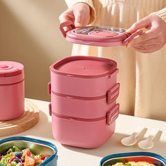 Large Capacity Lunch Box with Cutlery, Compartment, Microwave Safe Bento Box