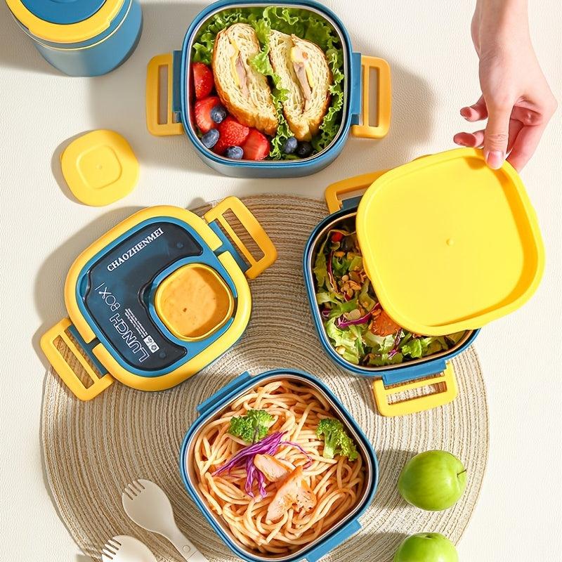 Large Capacity Lunch Box with Cutlery, Compartment, Microwave Safe Bento Box