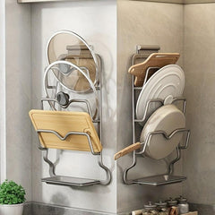 3-Tier Stainless Steel Pot Lid Holder & Cutting Board Rack
