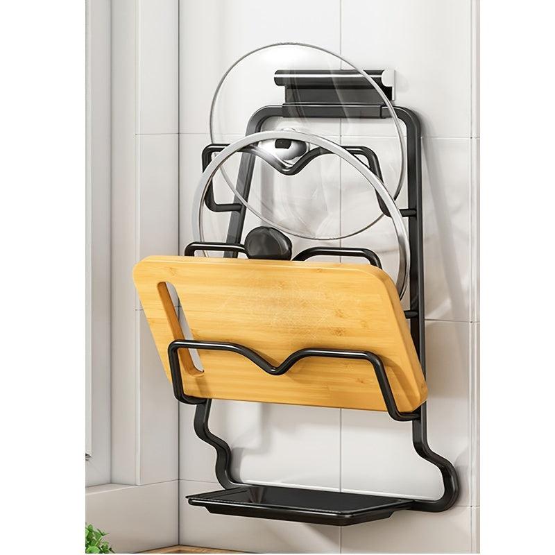 3-Tier Stainless Steel Pot Lid Holder & Cutting Board Rack