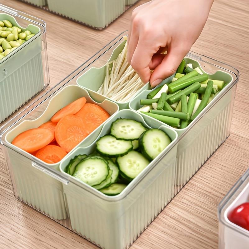 Refrigerator Storage Box with 4 Cells Transparent with Lid