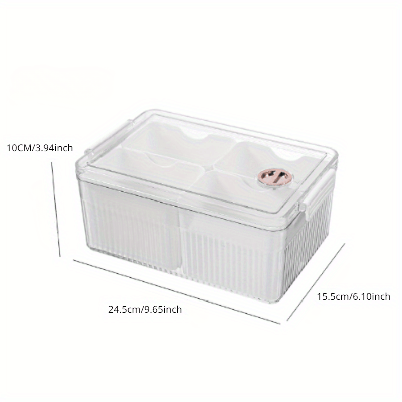 Refrigerator Storage Box with 4 Cells Transparent with Lid