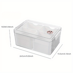 Refrigerator Storage Box with 4 Cells Transparent with Lid