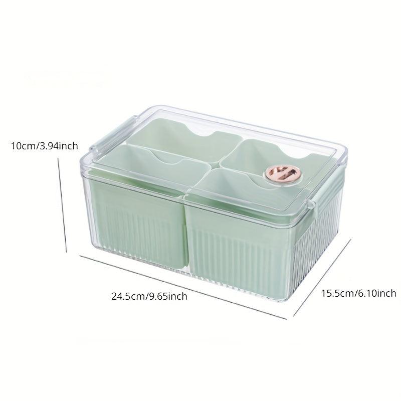 Refrigerator Storage Box with 4 Cells Transparent with Lid