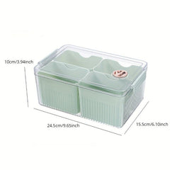 Refrigerator Storage Box with 4 Cells Transparent with Lid