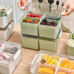 Refrigerator Storage Box with 4 Cells Transparent with Lid