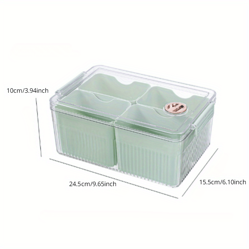 Refrigerator Storage Box with 4 Cells Transparent with Lid