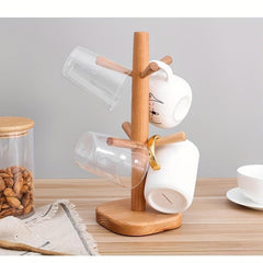 European American Home Creative Wood Cup Holder Coffee Mug Rack