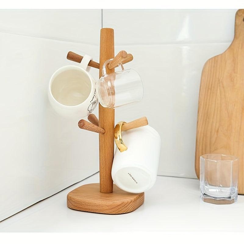 European American Home Creative Wood Cup Holder Coffee Mug Rack