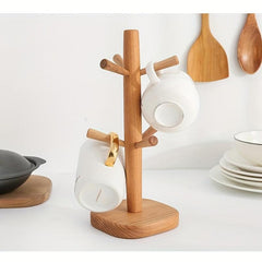 European American Home Creative Wood Cup Holder Coffee Mug Rack