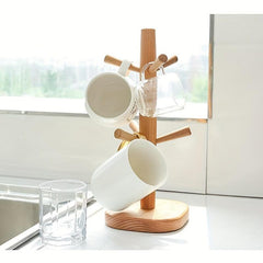 European American Home Creative Wood Cup Holder Coffee Mug Rack