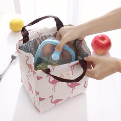 Flamingo Print Insulated Lunch Bag Office Work School Leakproof