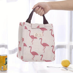 Flamingo Print Insulated Lunch Bag Office Work School Leakproof