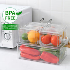 1pc Food Flip Crisper Transparent Plastic Storage Box PET Kitchen Rectangular