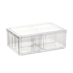 1pc Food Flip Crisper Transparent Plastic Storage Box PET Kitchen Rectangular