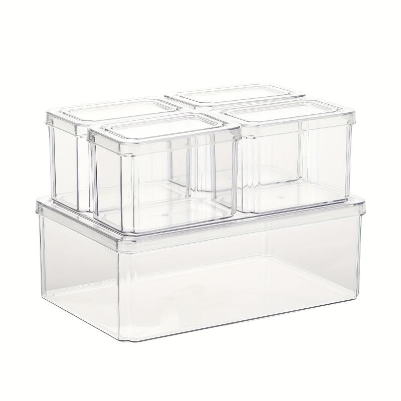 1pc Food Flip Crisper Transparent Plastic Storage Box PET Kitchen Rectangular