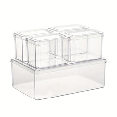 1pc Food Flip Crisper Transparent Plastic Storage Box PET Kitchen Rectangular