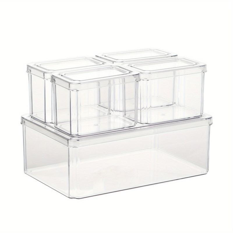 1pc Food Flip Crisper Transparent Plastic Storage Box PET Kitchen Rectangular