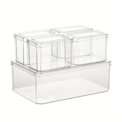 1pc Food Flip Crisper Transparent Plastic Storage Box PET Kitchen Rectangular