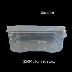 6pcs 350ml Fresh Keeping Box Refrigerator Crisper Set