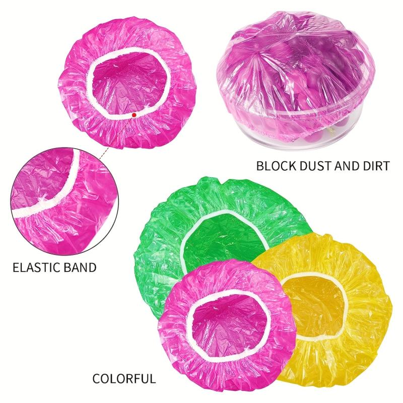 60pcs Reusable Elastic Food Bowl Storage Covers - Stretchable Translucent