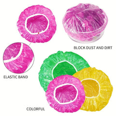 60pcs Reusable Elastic Food Bowl Storage Covers - Stretchable Translucent