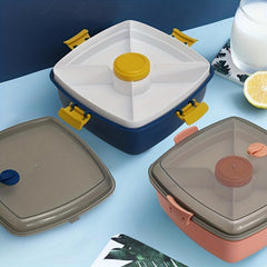 Large Salad Container 41 oz Bowl with 4 Compartment Tray and 7 oz Sauce Cup