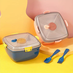 Large Salad Container 41 oz Bowl with 4 Compartment Tray and 7 oz Sauce Cup