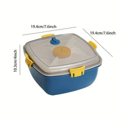 Large Salad Container 41 oz Bowl with 4 Compartment Tray and 7 oz Sauce Cup