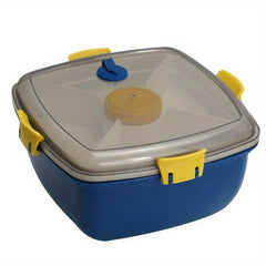 Large Salad Container 41 oz Bowl with 4 Compartment Tray and 7 oz Sauce Cup